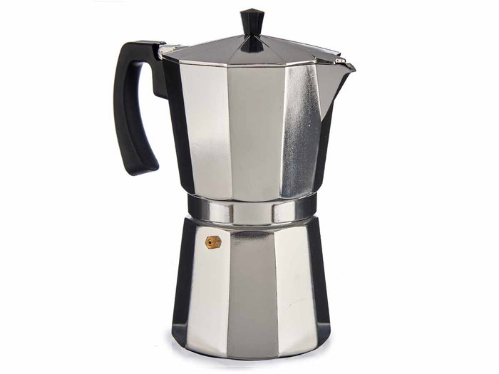 Kinvara Cafetera 12 Tazas Aluminio Plata 650 ml 13x25.5x21 cm Apta Gas Vitroceramica Electrica (Set de 12)