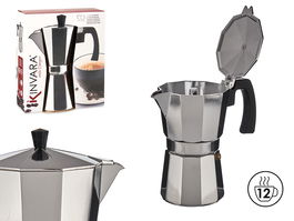 Kinvara Cafetera 12 Tazas Aluminio Plata 650 ml 13x25.5x21 cm Apta Gas Vitroceramica Electrica (Set de 12)