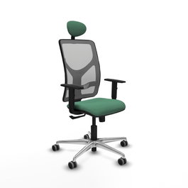 PIQUERAS Y CRESPO Silla de oficina Motilla con mecanismo Sincro, Verde esmeralda y Gris