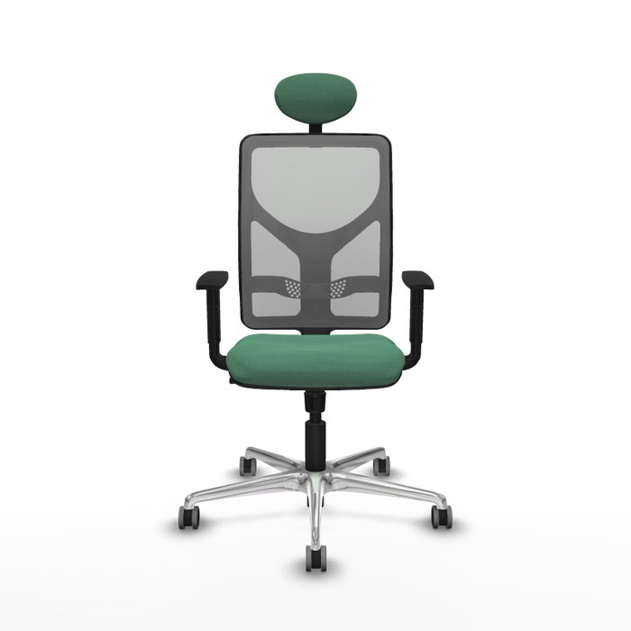 PIQUERAS Y CRESPO Silla de oficina Motilla con mecanismo Sincro, Verde esmeralda y Gris