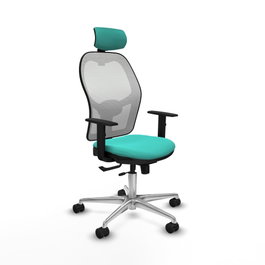 PIQUERAS Y CRESPO Silla de oficina Jorquera con Mecanismo Sincro/Traslack Turquesa y Blanco