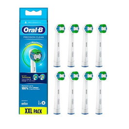 Braun Oral-B Precision Clean CleanMaximiser - Pack de 8 Cabezales de Recambio para Cepillos Eléctricos, Cerdas Suaves y Redondeadas para Mejor Limpieza