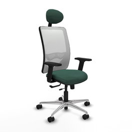 PIQUERAS Y CRESPO Silla de oficina Zulema con mecanismo Sincro/Traslack, Verde botella y Blanco