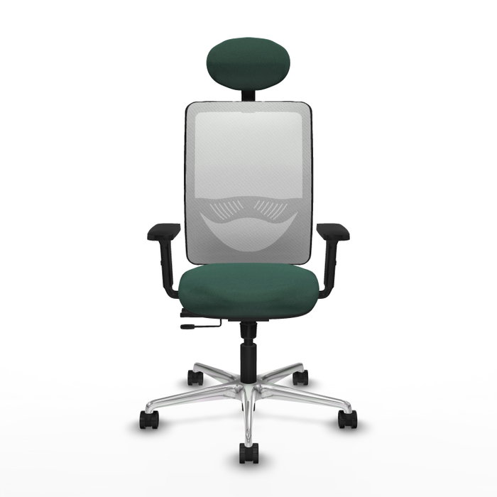 PIQUERAS Y CRESPO Silla de oficina Zulema con mecanismo Sincro/Traslack, Verde botella y Blanco