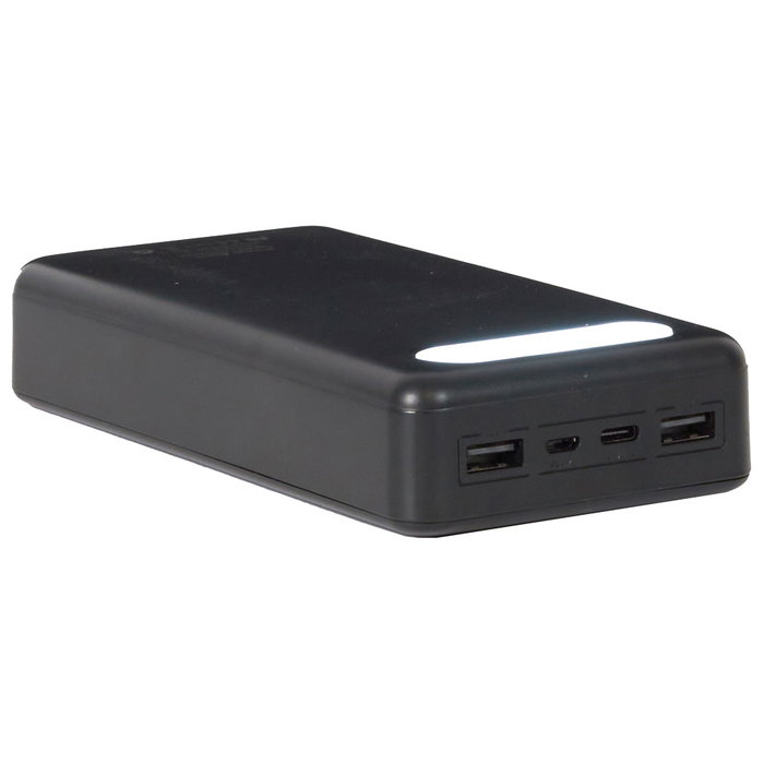 Be Mix Power Bank 30000mAh, Batería Externa Recargable con Puertos USB-C, Micro USB y 2 USB, Lámpara LED, Protección SobreCarga, Cable Incluido