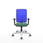 PIQUERAS Y CRESPO Silla de oficina Motilla con mecanismo Sincro, Verde esmeralda y Azul