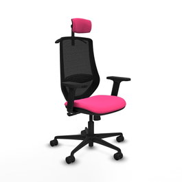 PIQUERAS Y CRESPO Silla de oficina Mardos con mecanismo Sincro, Rosa y Negro