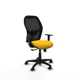 PIQUERAS Y CRESPO Silla de oficina Alocén, Amarillo y Negro, Mecanismo Sincro, Brazos 1D, Lumbar 1D, Ruedas 50mm