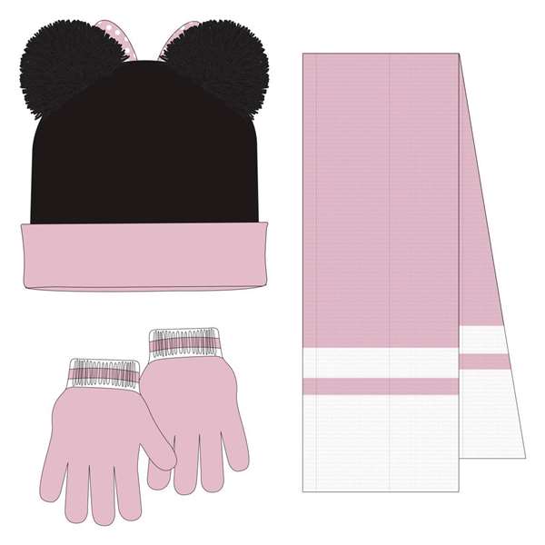 Cerdá Conjunto 3 Piezas Bufanda Minnie para Niños a Partir de 36 Meses, Color Rosa - 20x2x52 cm