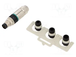 HARTING Conector M8 macho de 4 pines, recto, IP67, 32V