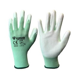 Tuman Guante de Poliéster con Recubrimiento de Poliuretano Verde/Blanco T08