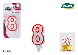 Algon Vela Blanca Con Borde Rojo 7 cm N.8 (36 Unidades)