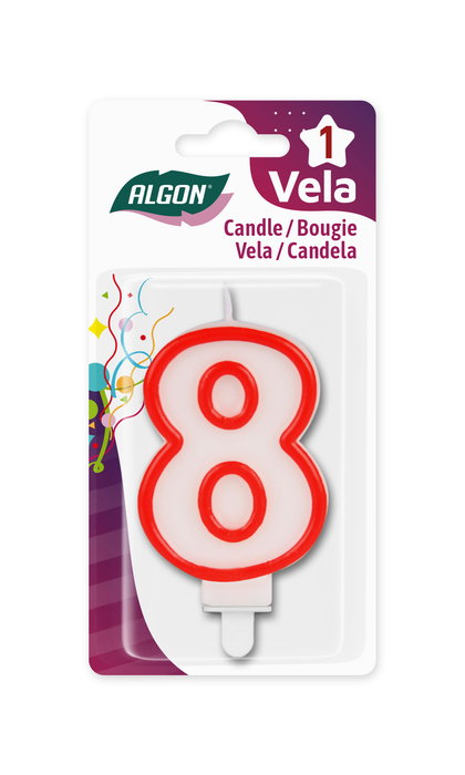 Algon Vela Blanca Con Borde Rojo 7 cm N.8 (36 Unidades)