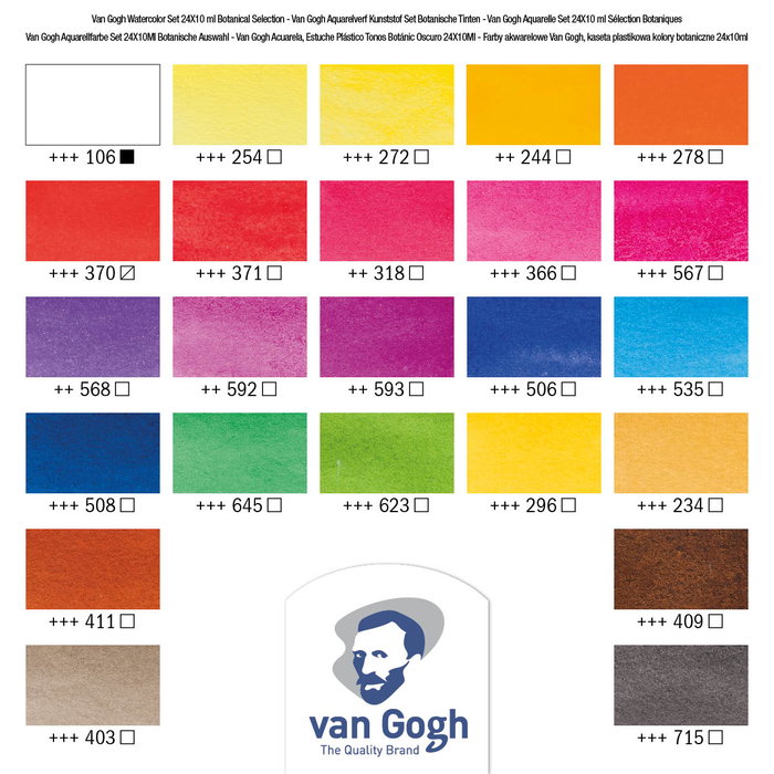 Van Gogh Estuche de acuarelas de tonos botánicos con 24 colores en medias pastillas Van Gogh Estuche de acuarelas de tonos botánicos con 24 colores en medias pastillas