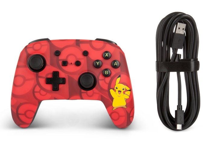 Power A Mando Enhanced con Cable Rojo Pokémon Pikachu