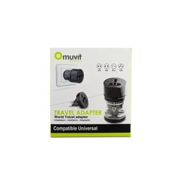 Muvit Adaptador de viaje universal MUADP0009 4 clavijas EU/UK/US/AU negro
