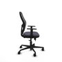 Silla de oficina Jorquera con mecanismo Sincro/Traslack tapizada con Tela color Gris oscuro y malla color Negro. Equipada con lumbar 1D, Brazos 1D y Ruedas 65mm nailon