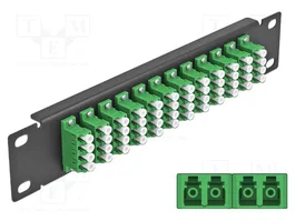 DeLOCK Panel de conexión de fibra óptica 10″ 12 puertos LC Quad verde 1U negro