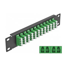 DeLOCK Panel de conexión de fibra óptica de 12 puertos LC Quad 10'', 1U, montaje en rack, color negro y verde - Referencia Patchpanel