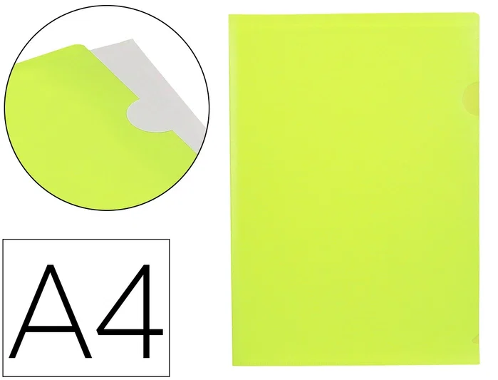 Liderpapel Carpeta dossier uñero polipropileno DIN A4 amarillo fluor opaco Liderpapel Carpeta dossier uñero polipropileno DIN A4 amarillo fluor opaco