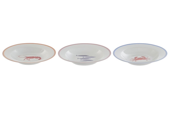 DKD Home Decor Platos de Porcelana Aiguablava Multicolor