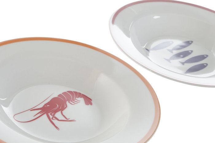 DKD Home Decor Platos de Porcelana Aiguablava Multicolor