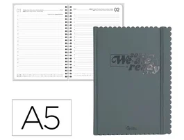 Liderpapel Agenda Cloudy 2027 Día Página A5 Gris Oscuro