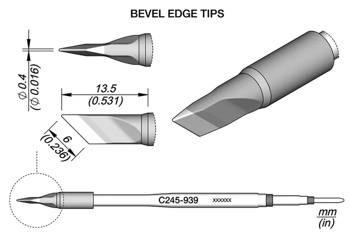 JBC TOOLS Punta de soldadura tipo cuchillo 6x0,4mm