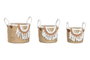 DKD Home Decor Set de 3 Cestas de Fibra y Algodón Natural