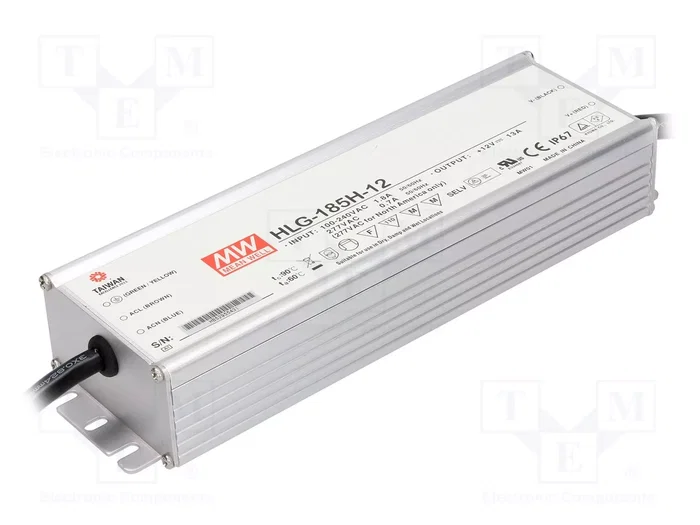 MEAN WELL HLG-185H-12 Alimentador LED de 150W 12VDC 13A MEAN WELL HLG-185H-12 Alimentador LED de 150W 12VDC 13A