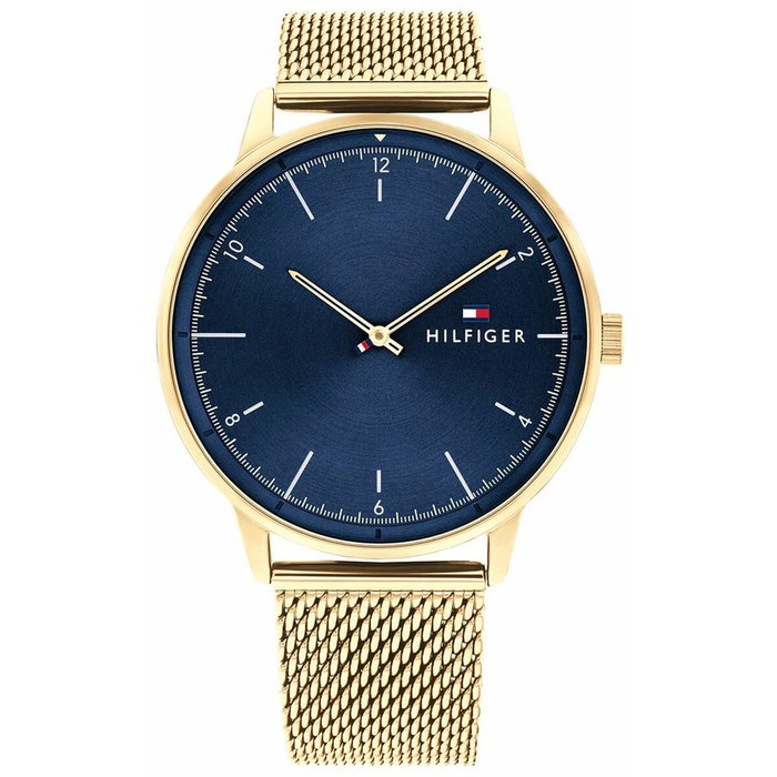 Tommy Hilfiger 1791877 Reloj para Hombre con Caja Dorada y Esfera Azul