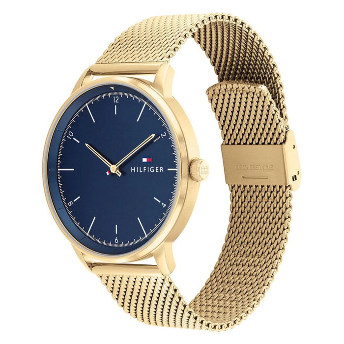 Tommy Hilfiger 1791877 Reloj para Hombre con Caja Dorada y Esfera Azul