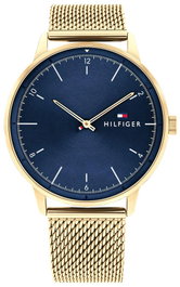 Tommy Hilfiger 1791877 Reloj para Hombre con Caja Dorada y Esfera Azul