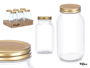 Vivalto Tarro Conserva 950 ml Vidrio y Plástico Transparente y Oro 9 x 18 x 9 cm (Set de 12)