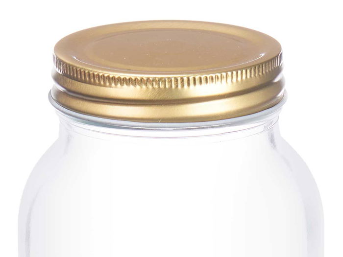 Vivalto Tarro Conserva 950 ml Vidrio y Plástico Transparente y Oro 9 x 18 x 9 cm (Set de 12)