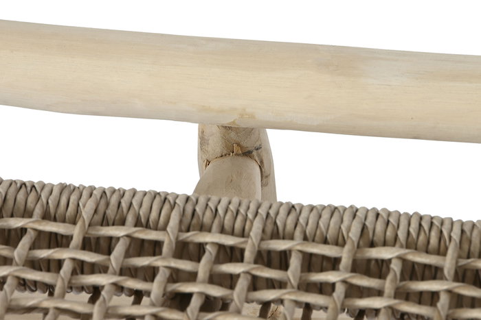 DKD Home Decor Sillón Horeca Natural Teca y Fibra 81 x 84 x 120 cm Hecho a mano