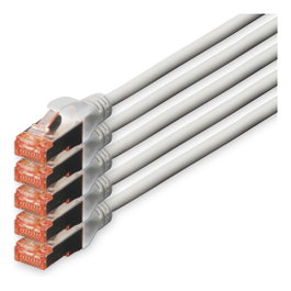Digitus Cable de conexión CAT 6 S/FTP 10m, 5 unidades, Gris