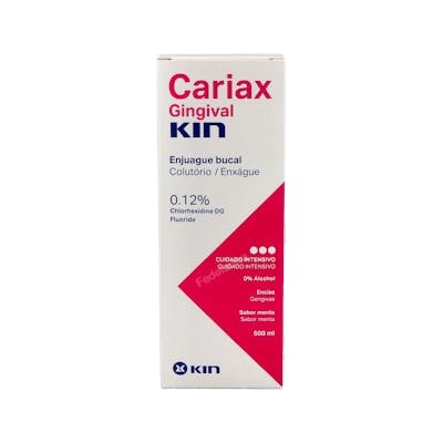 KIN Cariax Gingival Colutorio con Clorhexidina 0,12% - Enjuague Bucal para Encías - 500 ml KIN Cariax Gingival Colutorio con Clorhexidina 0,12% - Enjuague Bucal para Encías - 500 ml