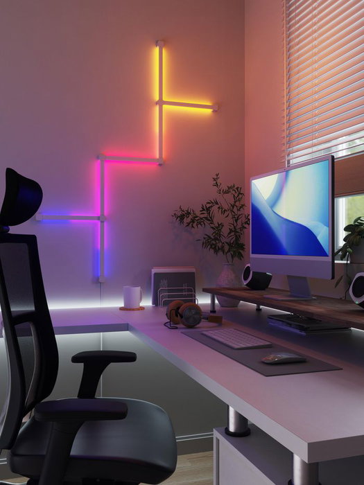 Nanoleaf Lines Squared Expansion Pack 3PK Luces LED Inteligentes Modulares RGBW para Decoración y Ambiente con Sincronización de Música y Pantalla