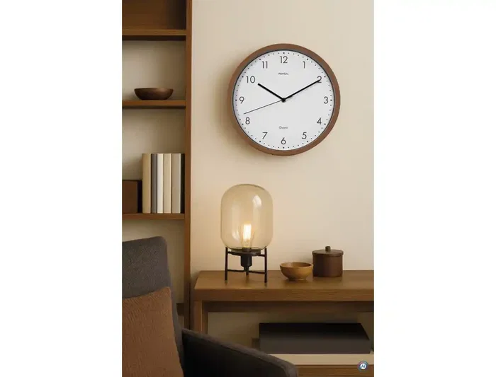 Maul Reloj Pared Redondo 30 cm Cuarzo Marco Madera Oscura