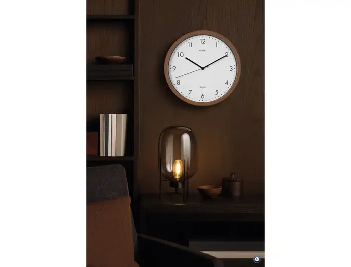 Maul Reloj Pared Redondo 30 cm Cuarzo Marco Madera Oscura