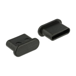 DeLOCK 64014 Cubierta antipolvo para puerto USB Tipo C, 10 unidades, Negro