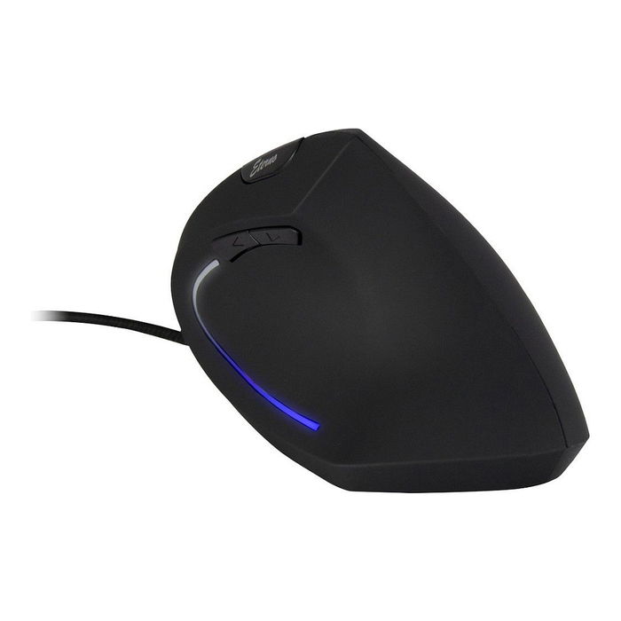 Inter-Tech KM-206WR Ratón Vertical Ergonómico para Mano Derecha, 2400 DPI, Óptico, 6 Botones, USB Tipo A, Cable 1.6 m, Negro/Azul