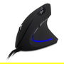 Inter-Tech KM-206WR Ratón Vertical Ergonómico para Mano Derecha, 2400 DPI, Óptico, 6 Botones, USB Tipo A, Cable 1.6 m, Negro/Azul