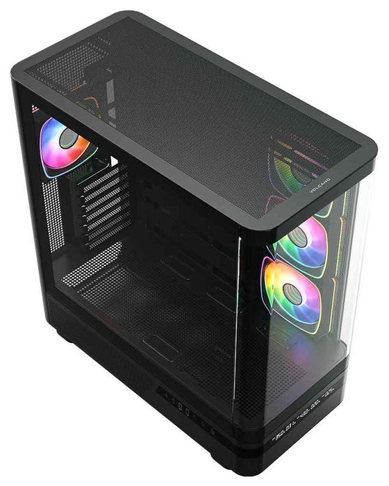 Modecom Volcano AQ200 ARGB Caja para Computadora Midi Tower Negra con Ventiladores ARGB y Panel USB-C