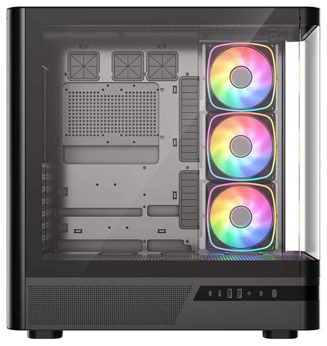 Modecom Volcano AQ200 ARGB Caja para Computadora Midi Tower Negra con Ventiladores ARGB y Panel USB-C
