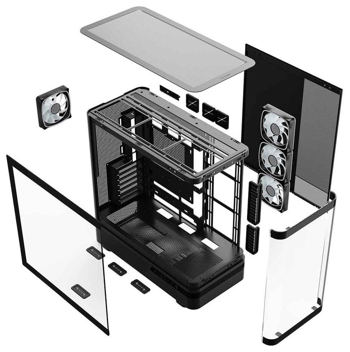 Modecom Volcano AQ200 ARGB Caja para Computadora Midi Tower Negra con Ventiladores ARGB y Panel USB-C