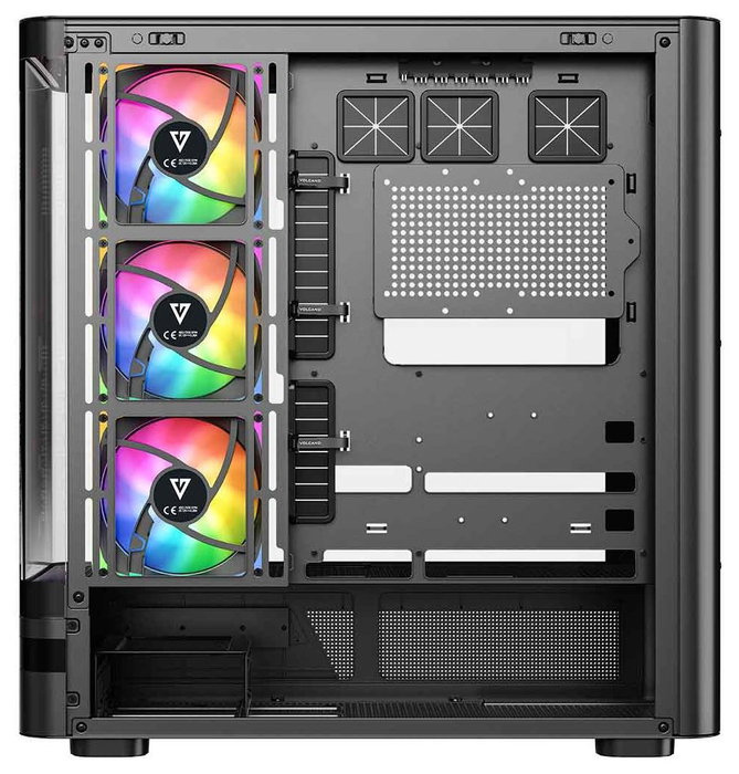 Modecom Volcano AQ200 ARGB Caja para Computadora Midi Tower Negra con Ventiladores ARGB y Panel USB-C
