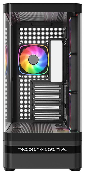 Modecom Volcano AQ200 ARGB Caja para Computadora Midi Tower Negra con Ventiladores ARGB y Panel USB-C