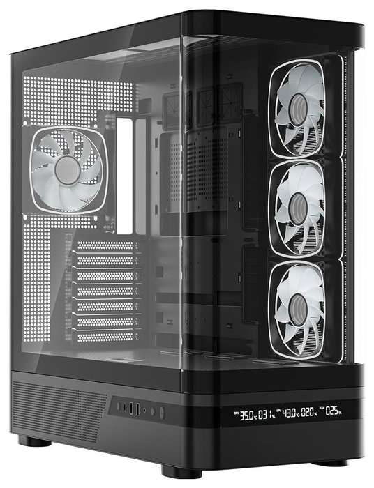 Modecom Volcano AQ200 ARGB Caja para Computadora Midi Tower Negra con Ventiladores ARGB y Panel USB-C
